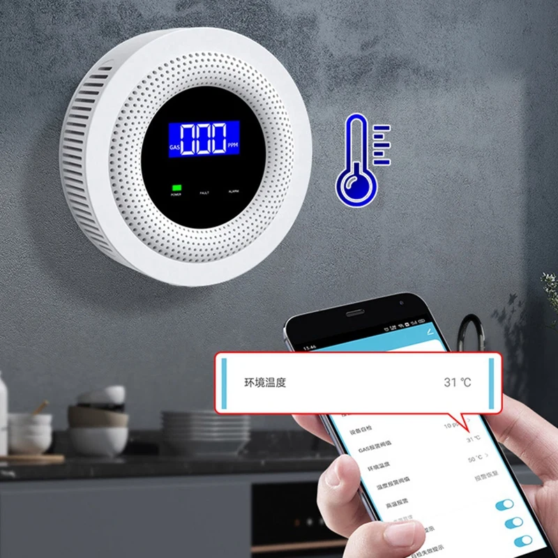 Tuya Wifi Natural For Gas Leak Detector LPG Leakage Sensor Sound Alarm & 433Mhz Remote Control Protection Security