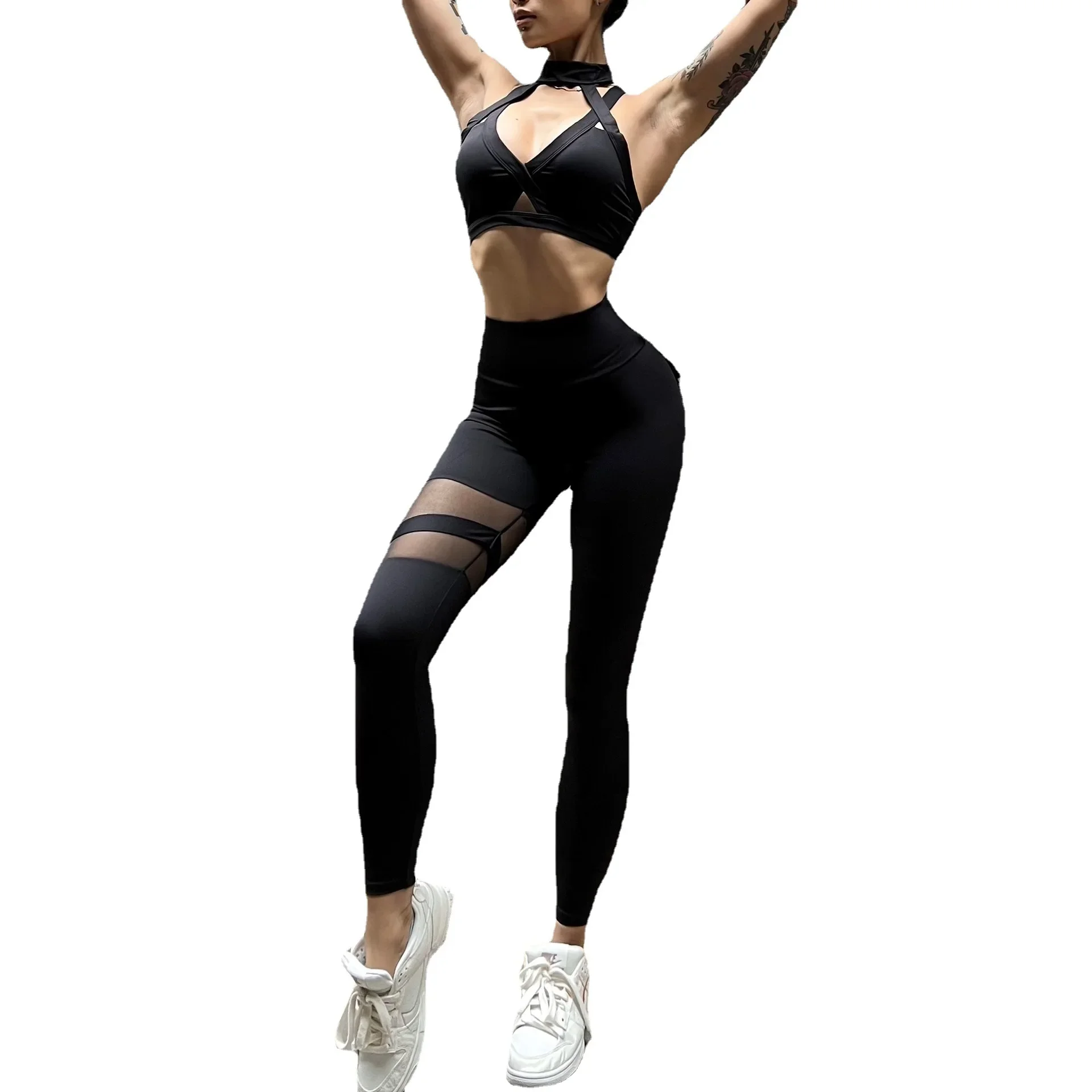 

Спортивный бюстгальтер для фитнеса и йоги, женские сексуальные леггинсы с высокой талией, обнаженные бесшовные