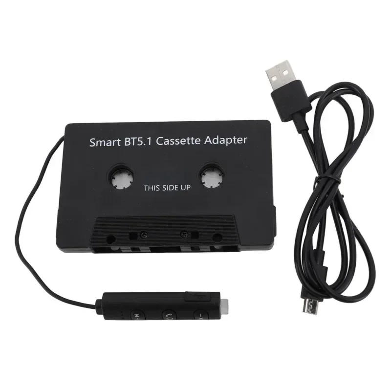 Adaptor kaset BT5.1 DC5V, adaptor pita kaset nirkabel Universal ke Aux untuk mobil truk dengan pemutar kaset