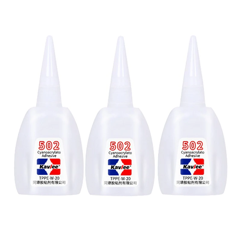 3Pcs502 Super Glue Instant Quick Dry Cyanoacrylate Strong Adhesive Quick Bond Leather Rubber Metal Office Supplies Fast Glue