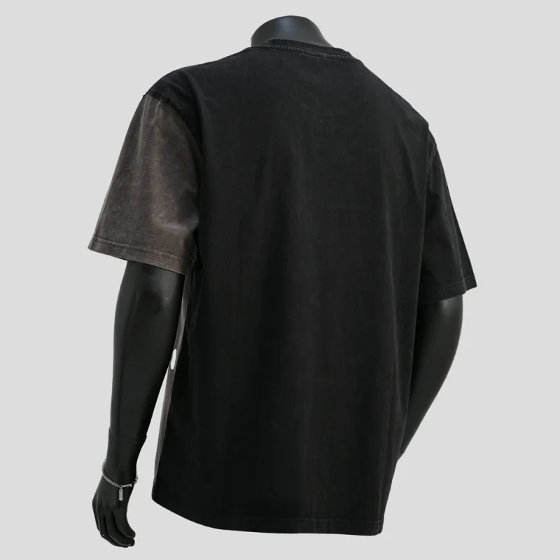 

Retro Japanese washed vintage T-shirt for men's summer fashion brand high-end loose casual color blocked top