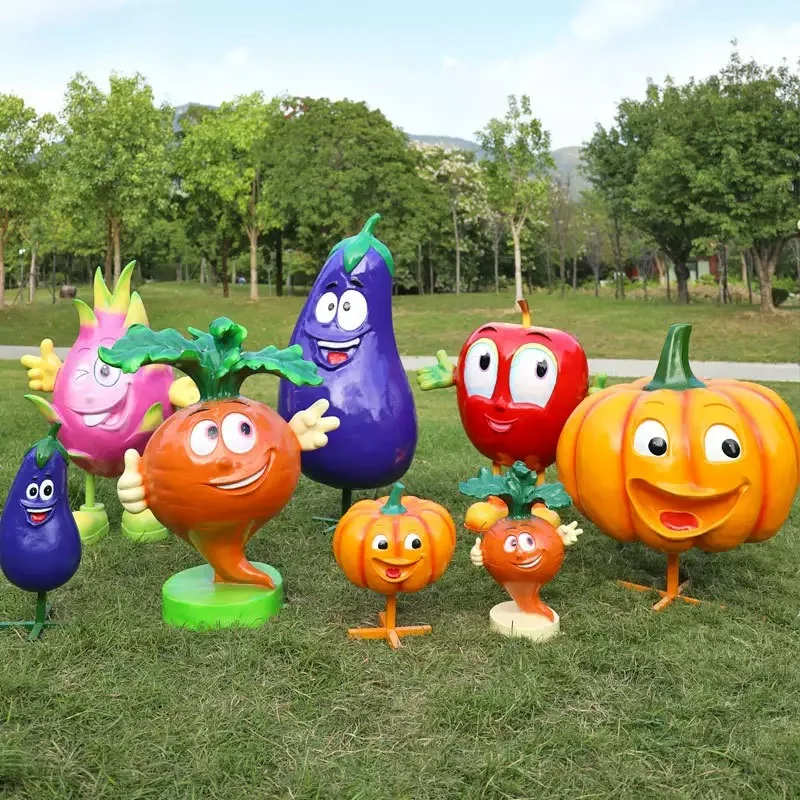 

Modern Realistic Outdoor Cartoon Fruit and Vegetable Sculpture Resin Crafts Garden Yard Farm or Home Decorations