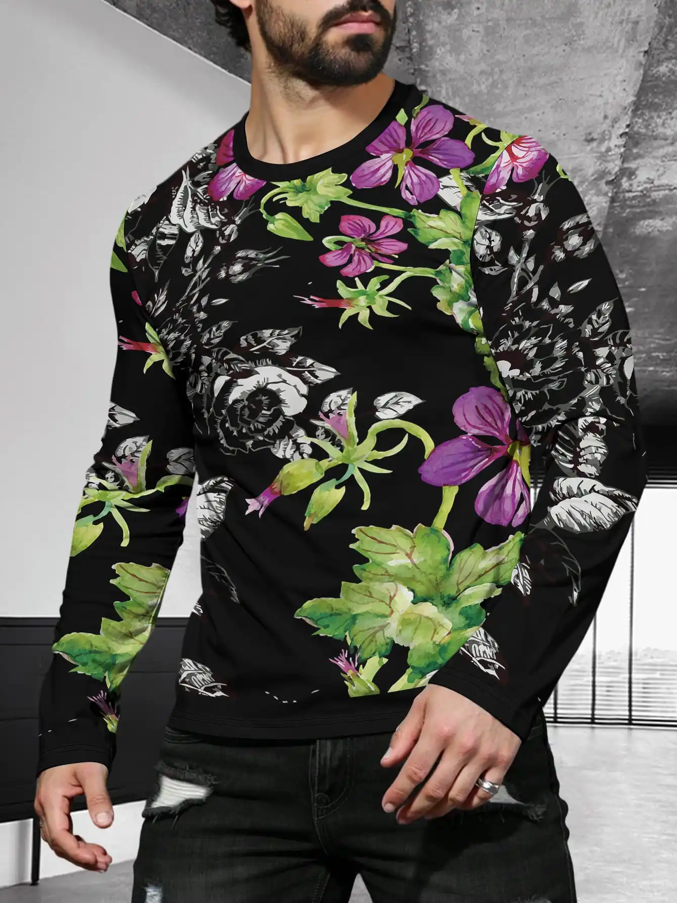 

Ретро-графические футболки для мужчин, модная повседневная футболка с 3D принтом и длинным рукавом, весна и лето, стильный свободный крой, удобный топ 2