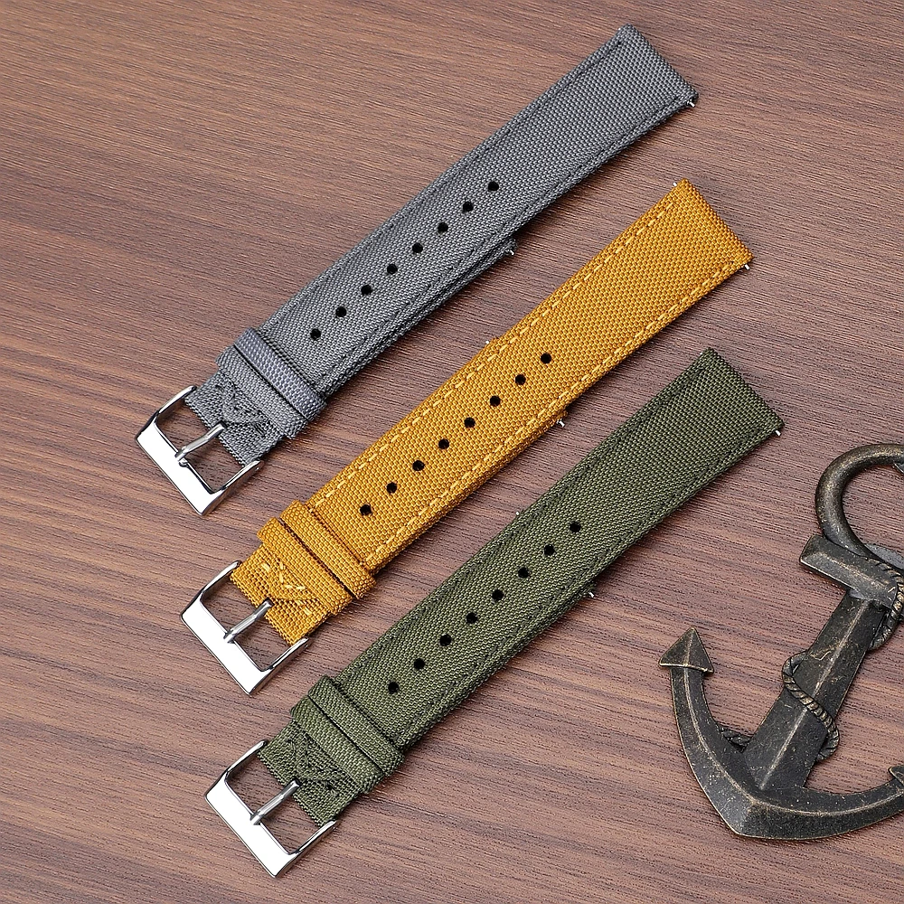 Premium Waterproof Sailcloth Watch Band 18mm 19mm 20mm 21mm 22mm 24mm Quick Release Strap Nylon Sports Wrist Bracelet For Men image 5