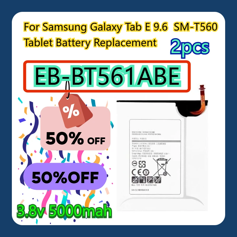 

Для Samsung Galaxy Tab E 9.6 SM-T560 Аккумулятор для планшета EB-BT561ABE Замена 2 шт.
