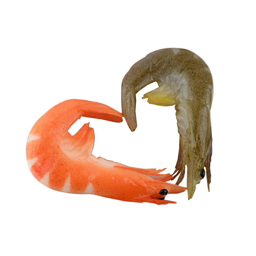 2Pcs PVC Simulation Shrimp Realistic Food Decoration Prop Kitchen Display Photography Background Shrimp Food Model