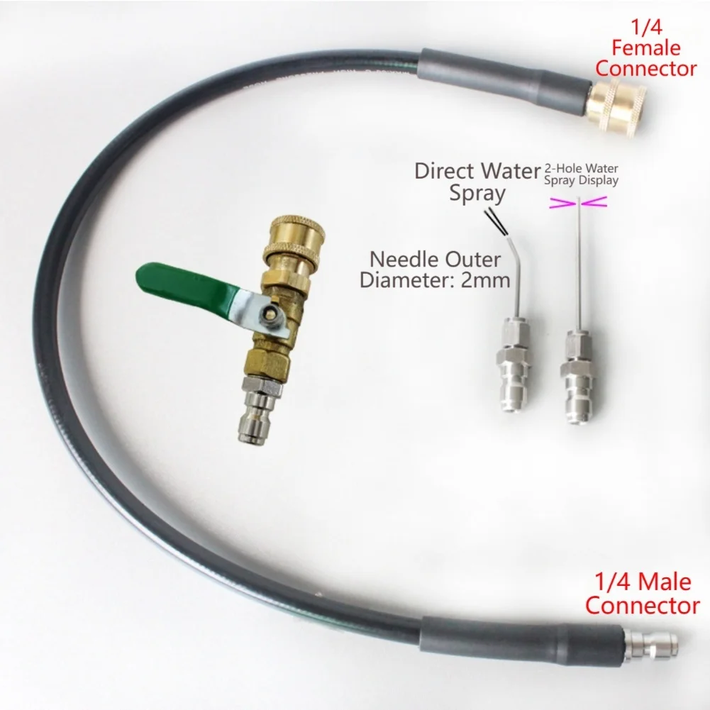 60cm Appliance For Cleaning Hose Kit with 1/4 Male Female Connectors 2 Spray Needles 1 Union Valve for Washer Heater