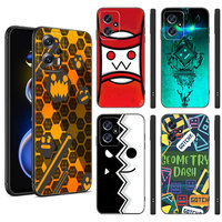 Geometry Dash Black Silicone Phone Case For Xiaomi POCO X3 X4 NFC F4 GT F5 F6 M3 M4 M6 X5 X6 Pro 5G M5 C55 C65