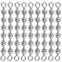 10Pcs Fishing Bead Chain Swivels Stainless Steel Catfish Swivels Fishing Rolling Bead Chain Connectors for Freshwater Saltwater