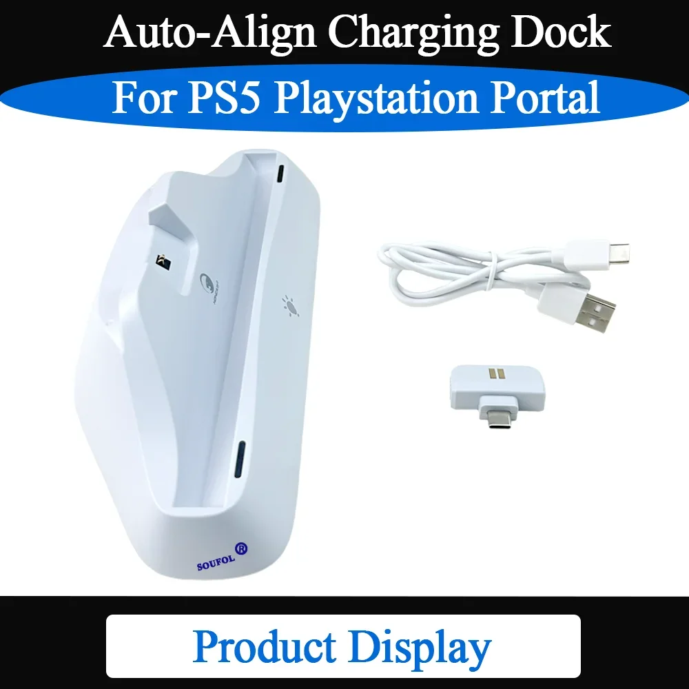 

Док-станция для зарядки Auto-Align для PS5 PS Portal, подставка для зарядного устройства с защитным чехлом, аксессуары для консоли PlayStation с прямой зарядкой