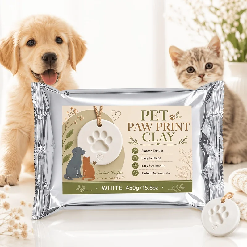 Pet Paw Print Clay for Dogs And Cats, Permanent Paw Impressions, Paw Mold Pet Memorial Keepsake, Christmas Ornament