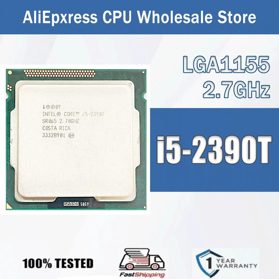 Processeur Intel Core i5-2390T 2.7GHz Dual-Core Quad-Thread 3M Cache jusqu'à 3.50 GHz 35W I5 2390T Interface serveur FC-LGA10D LGA 1155