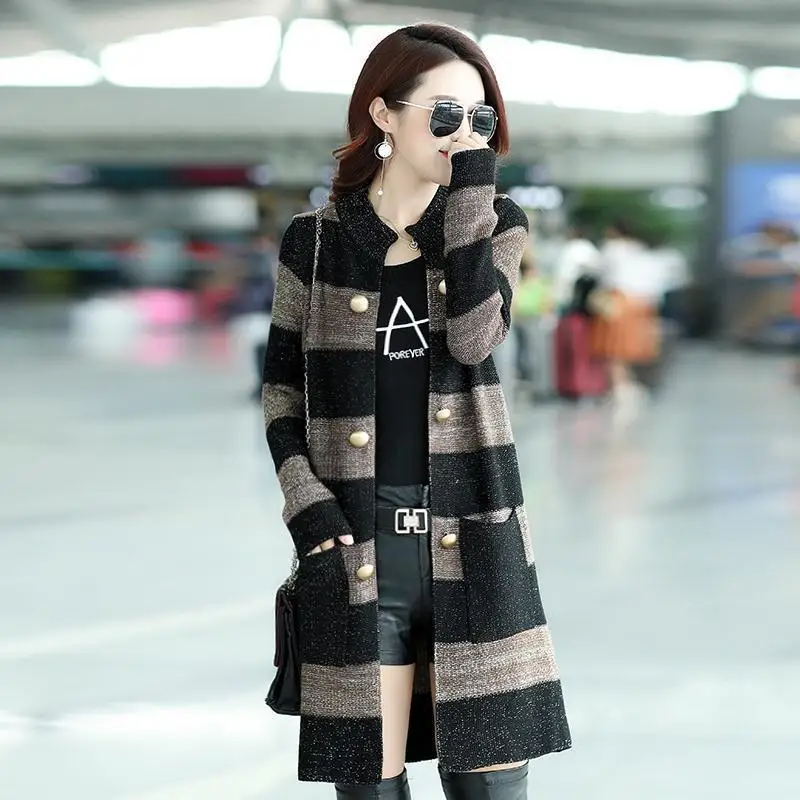 

Women's 2025 Spring and Summer New Outerwear Sweater Korean Shawl Coat Knitted Medium Length Fashion Top for Women Unif Cardigan