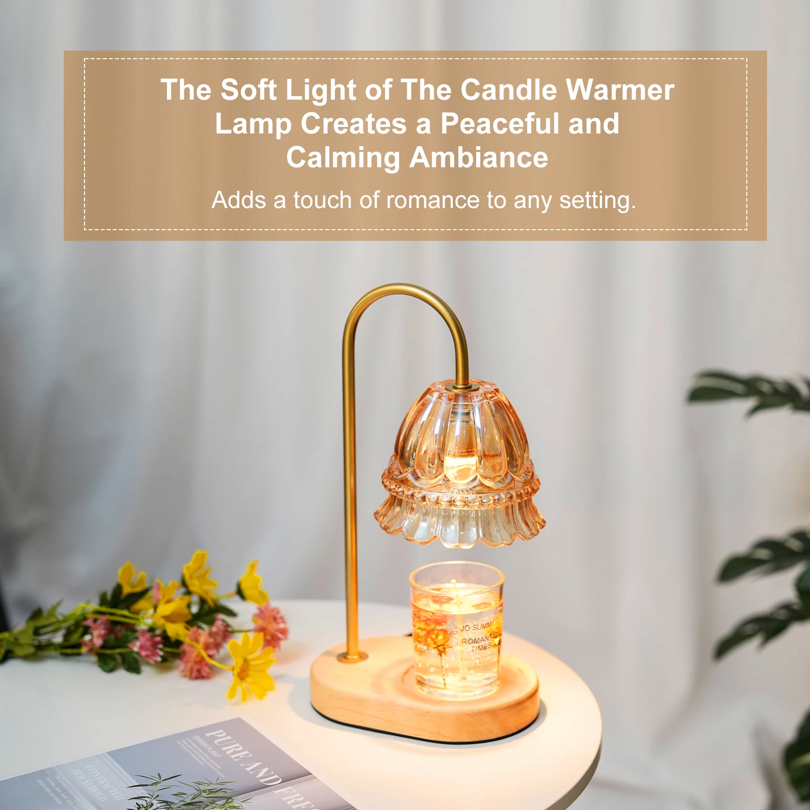 Литомическая лампа для подогрева свечей с регулируемой яркостью, ароматические свечи, восковой фонарь с таймером для маленькой и большой банки, ароматерапевтическая свеча