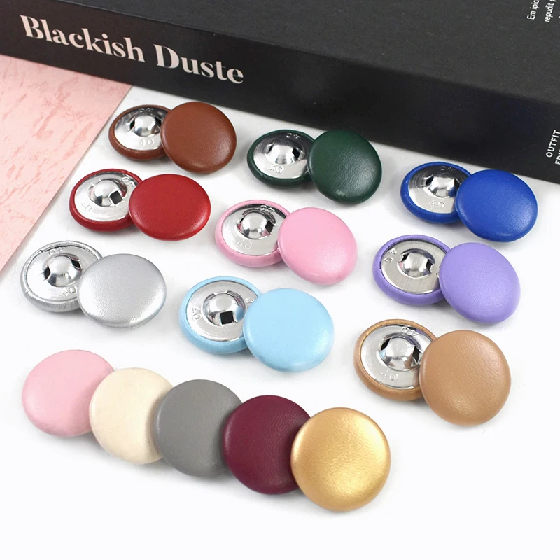 

50Pc Meetee 11-28mm Leather Round Shank Button Colorful Decorative Buckle for Garment Bag Replace Buttons DIY Sewing Accessories