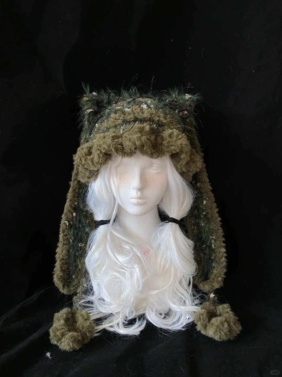 Le orecchie di coniglio sono rimovibili Cappello decorativo Cappello da vacanza per mamma fidanzata cappello all'uncinetto Cappello verde foresta Kawaii