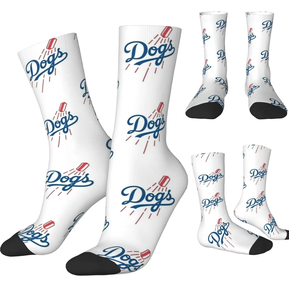 Men Socks Dodger Dogs White Stockings Autumn Funny High Quality Socks Graphic Running Sports Anti Bacterial Socks