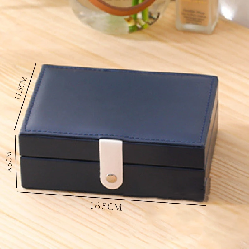 1pcs Double Layer Storage Box Ladies Princess Simple Style Leather Flip Type Jewelry Box Travel Home Portable Jewelry Box