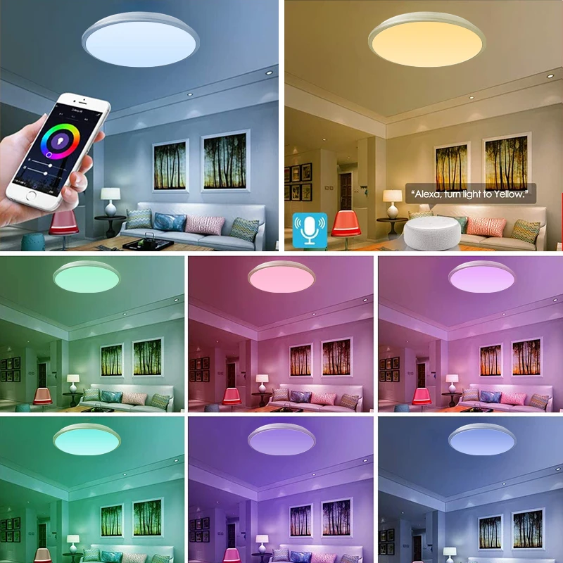 Imagem -02 - Luz de Teto Inteligente com Controle Remoto sem Fio Tuya Smart Life Wi-fi sem Hub Necessário Controle o Trabalho com Alexa Google Home Alice