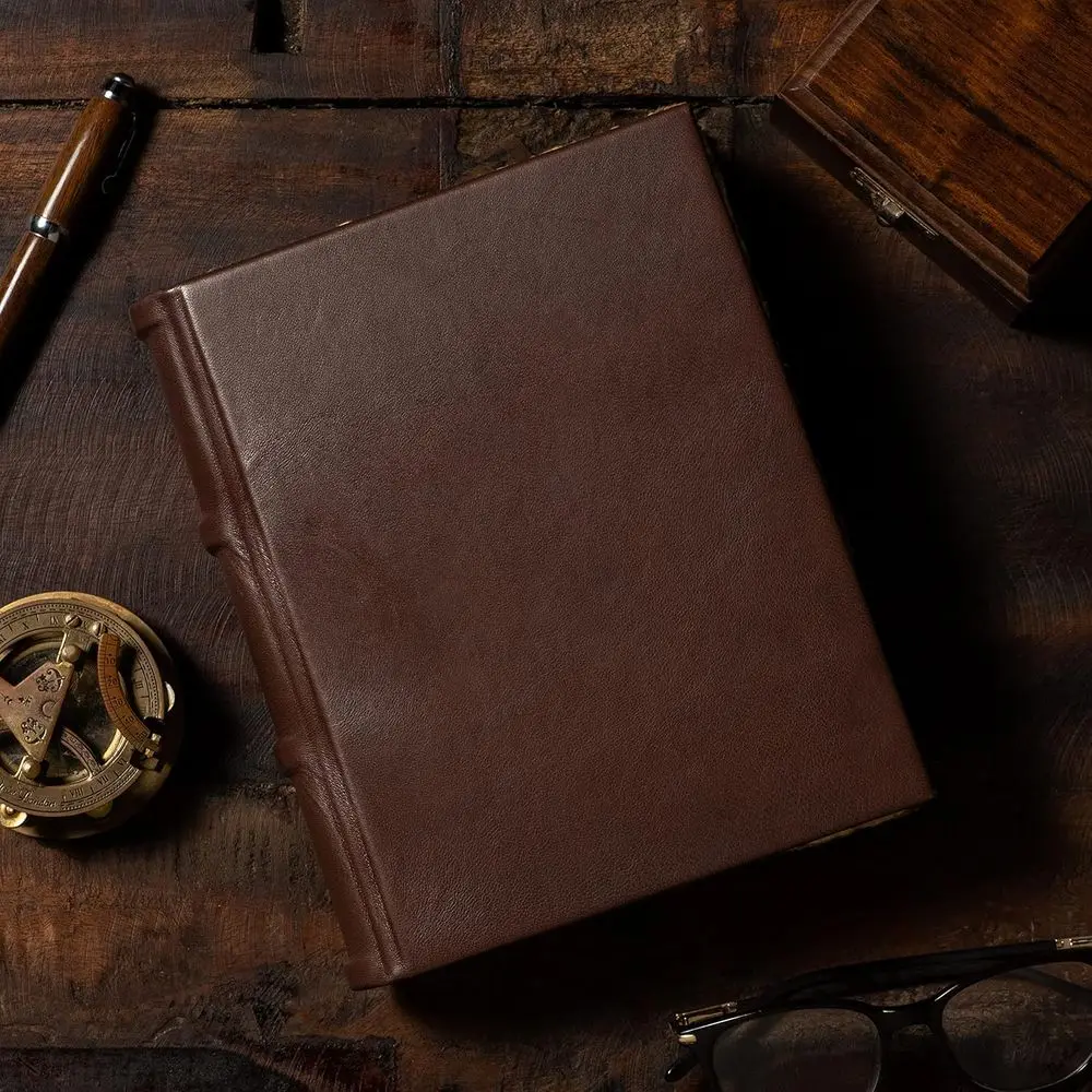 革装丁のヴィンテージ日記（デッケルエッジページ付き）：女性の旅行や日常の記録用ジャーナル