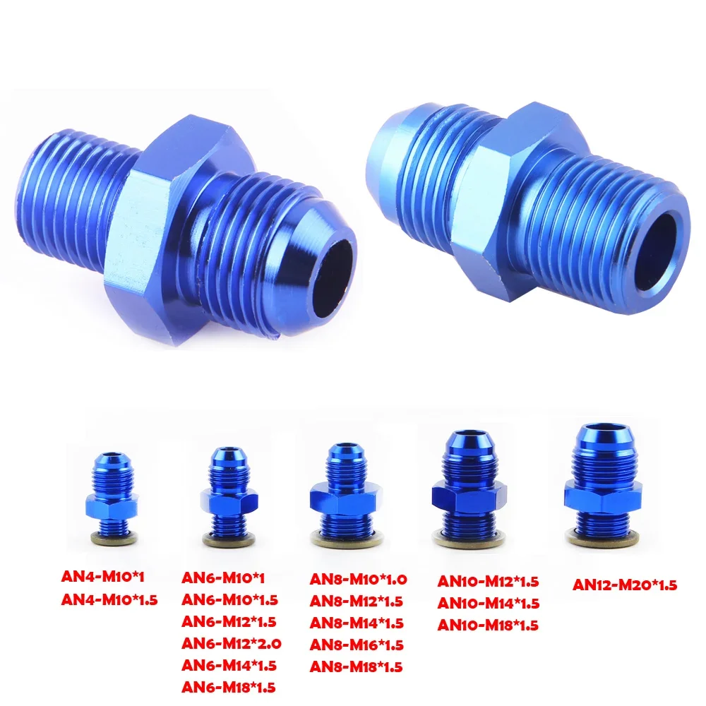 AN6 AN8 AN10 M14 M16 M18 Straight Male Flare Union Fuel Oil Air Hose Fitting Adapter