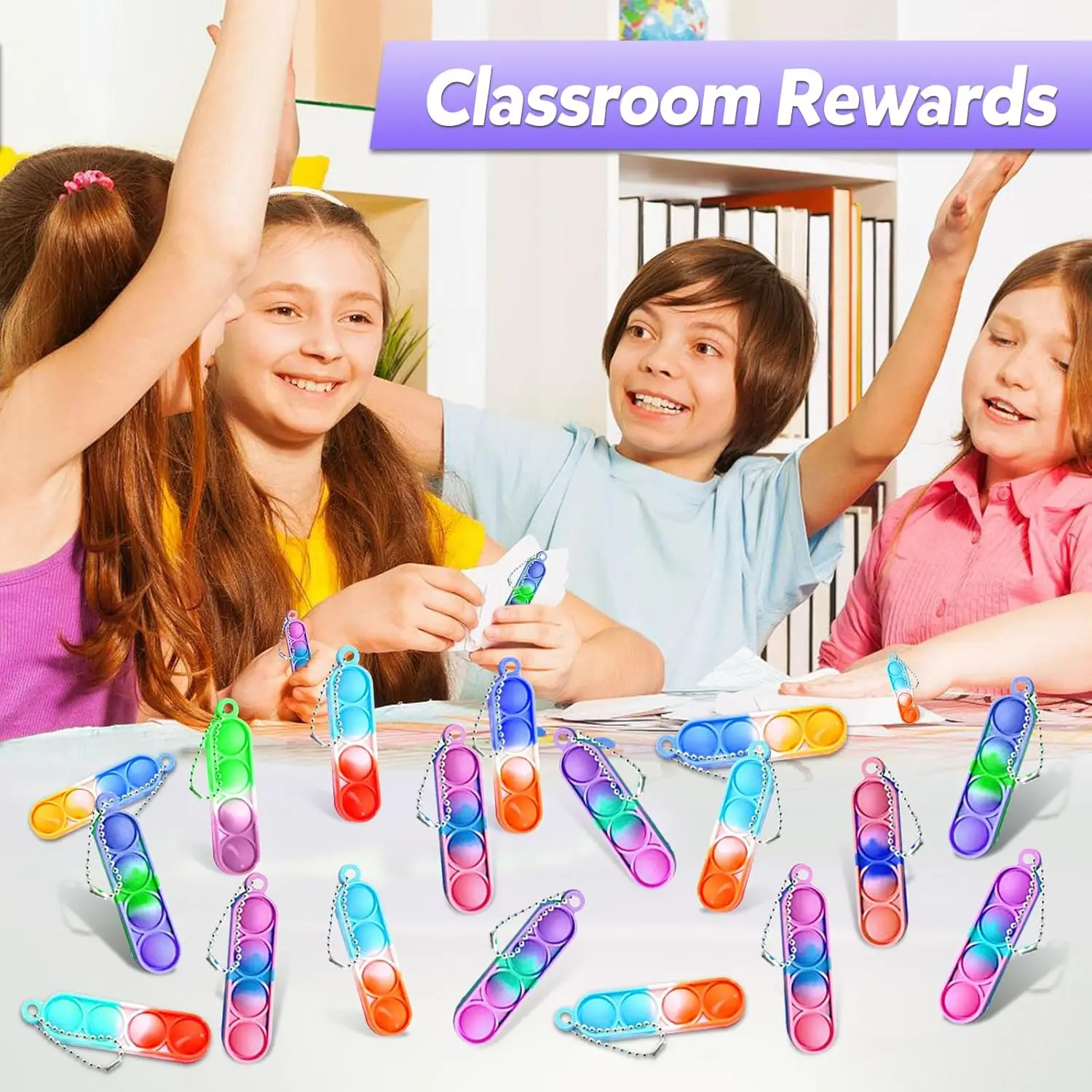 10/20/30/80/150 Pcs Bulk Mini Pop Fidget Toys Kids Sensory Keychain Party Favors Toddler Birthday Carnival Bag - view 4