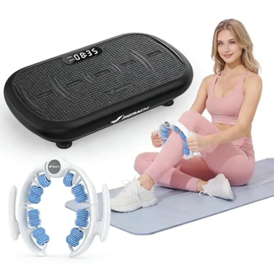 

Виброплатформа-массажер Merach для лимфодренажа, тренажер для домашнего использования с регулируемой скоростью и бесшумным мотором, черный