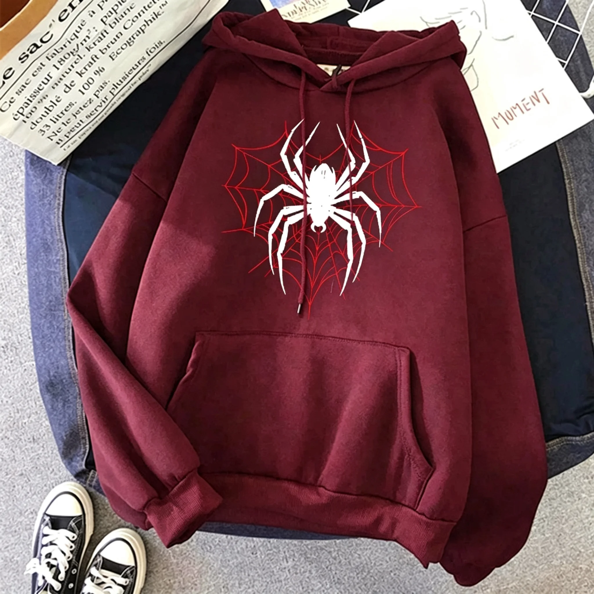 Unisex Herbst-Winter Spider Gothic Hoodie Pullover Vintage Langarm Casual Streetwear Sweatshirt, in verschiedenen Farben erhältlich – Detail 10