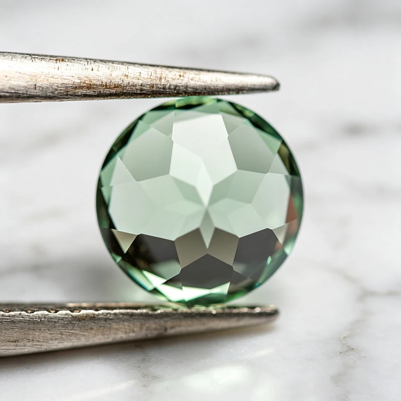 Hochwertiger Labor-Saphir in runder Form, grüner Edelstein für DIY-Schmuck, Ringe, Ohrringe, mit wählbarem Zertifikat – Detail 6
