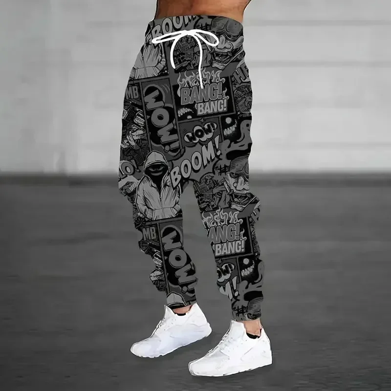 Mens Joggers 3D Printed Flame Sweatpants Casual Streetwear Oversized Loose Cool Urban Hip Hop Trendy Breathable Vintage Fit