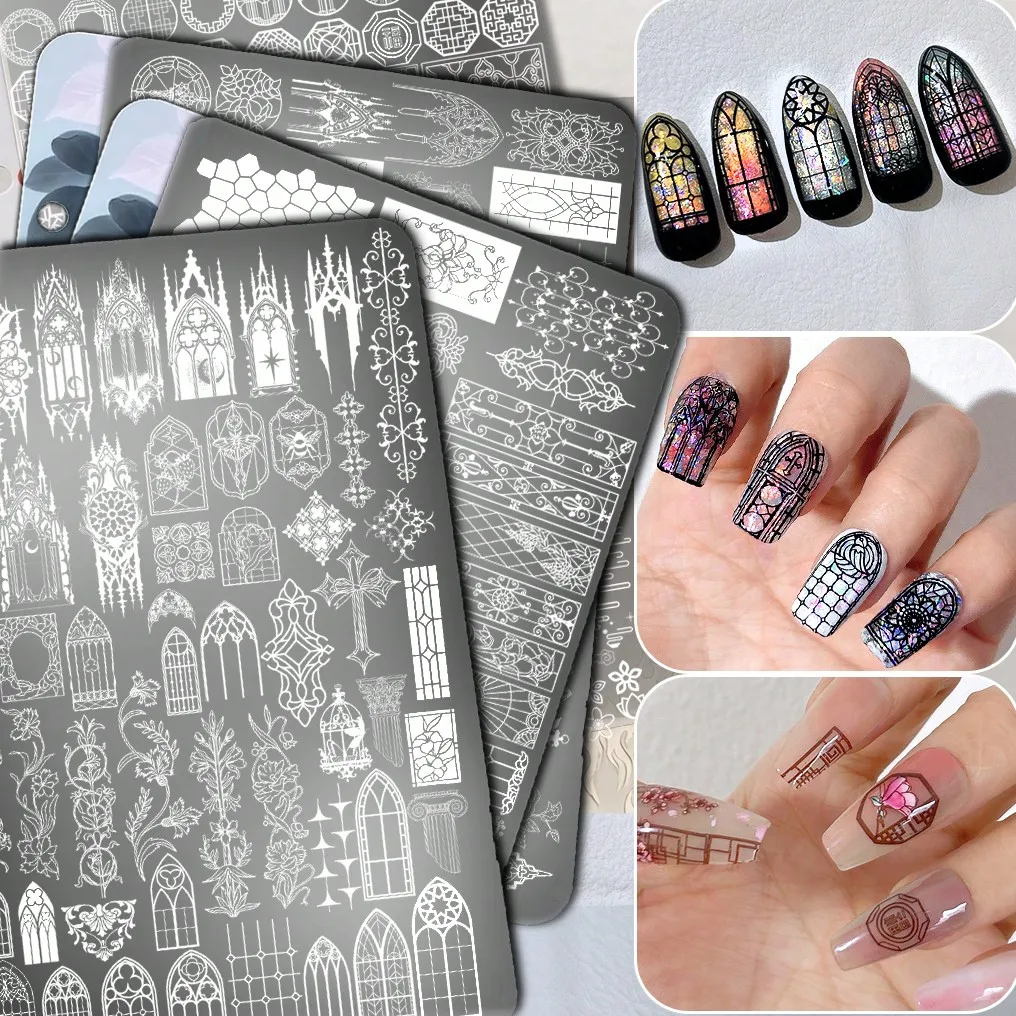 

Reusable Large Nail Art Stamping Plate, European Style Floral Window Glass Printing Plate