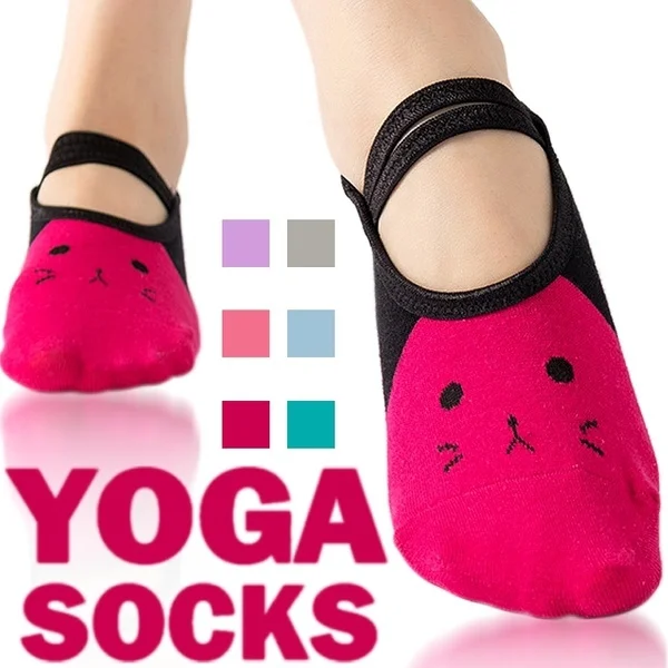 Women High Quality Bandage Yoga Socks Anti-Slip Quick-Dry Damping Pilates Ballet Socks For Men & Women Cartoon cat print Socks