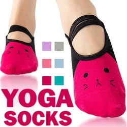 Women High Quality Bandage Yoga Socks Anti-Slip Quick-Dry Damping Pilates Ballet Socks For Men & Women Cartoon cat print Socks