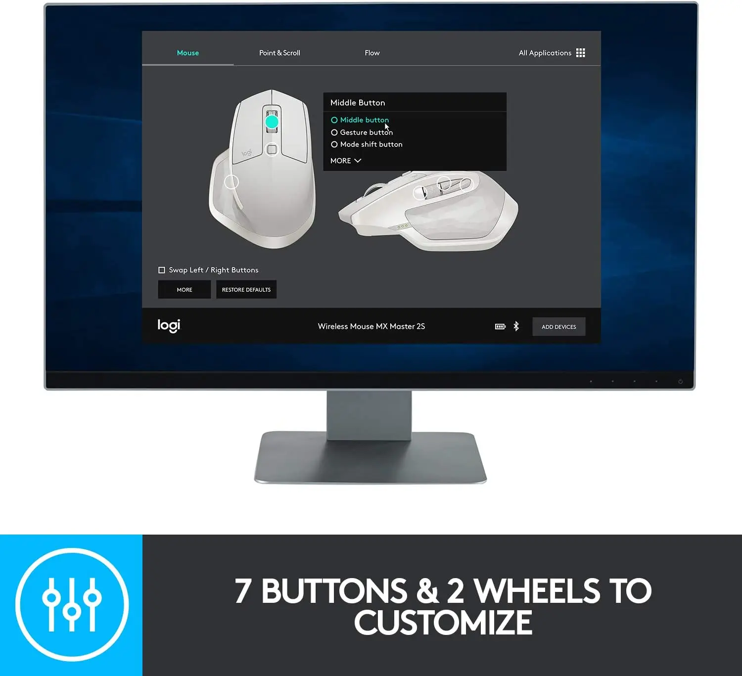 original Logitech MX Master 2S Anywhere 2S Wireless Mobile Mouse Rechargeable Control Upto 3 Apple Mac and Windows Computers