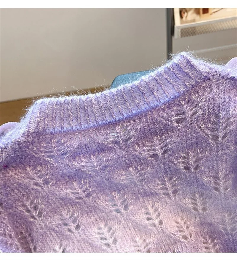 الحلو الزهور سترة المرأة الوردي مطرز الجوف خارج فضفاض س الرقبة محبوك لاعبا موضة ربيع الخريف بأكمام طويلة كسول جميلة #6