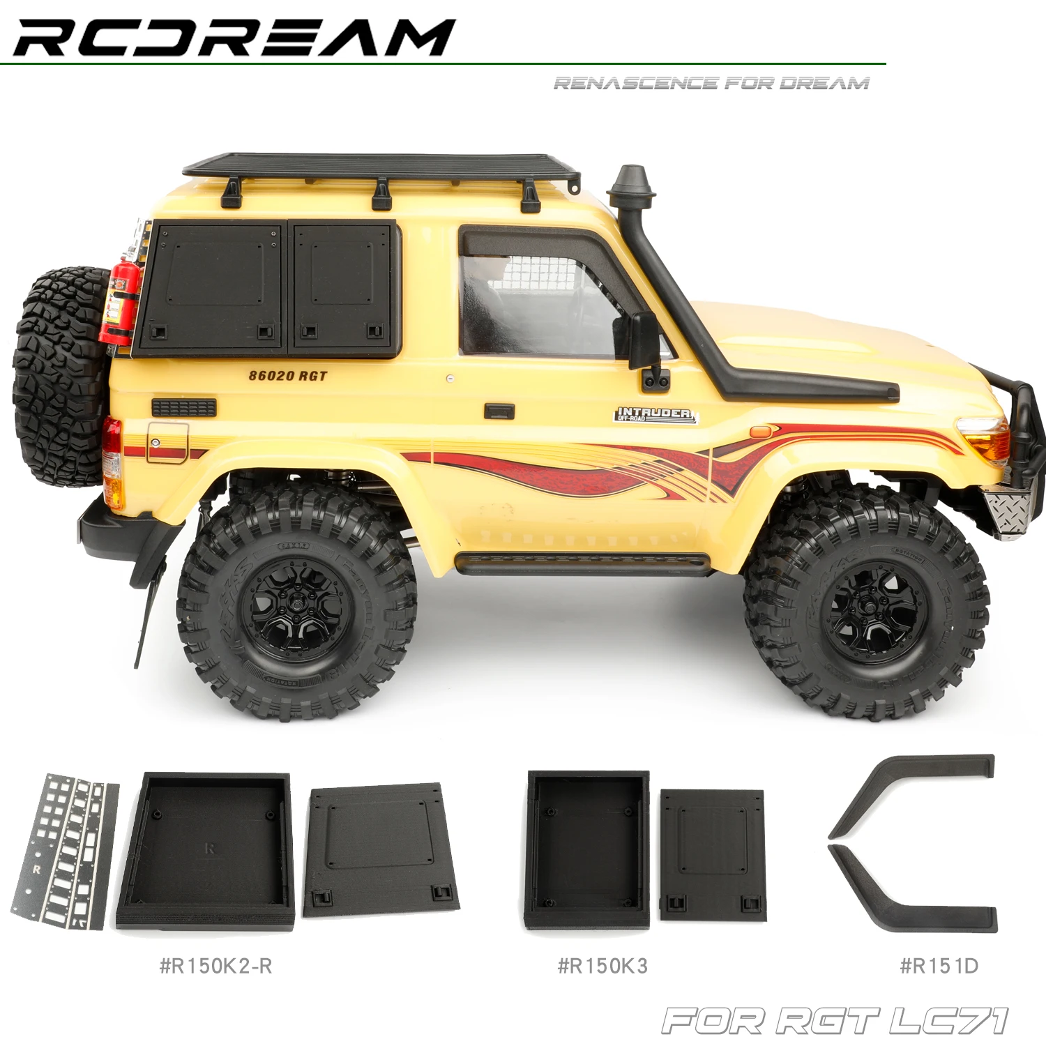 RCDream 1/10 Tool Box Side Storage Expansion Box Window Weather Shield Visor Wind Deflector for RGT LC71 EX86020 Upgrade Parts