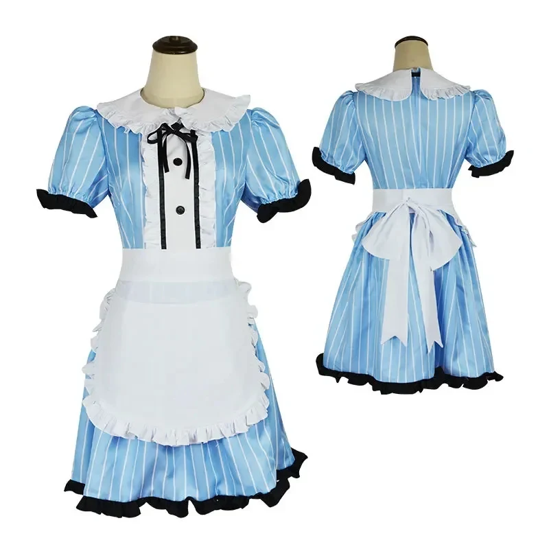 ☆ SunlCos The Cafe Terrace and Its Goddesses Megami no Kafeterasu Riho Tsukishima Shiragiku Ono Ouka Makusawa Cosplay Blue Maid ☆