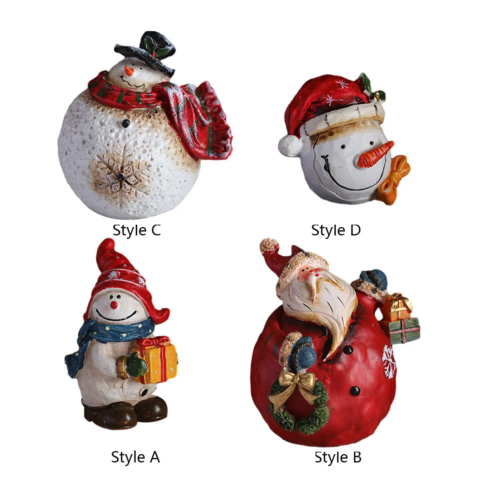 Hand Painted Resin Figurines Creative Xmas Sculpture Christmas Figurines Table Statues