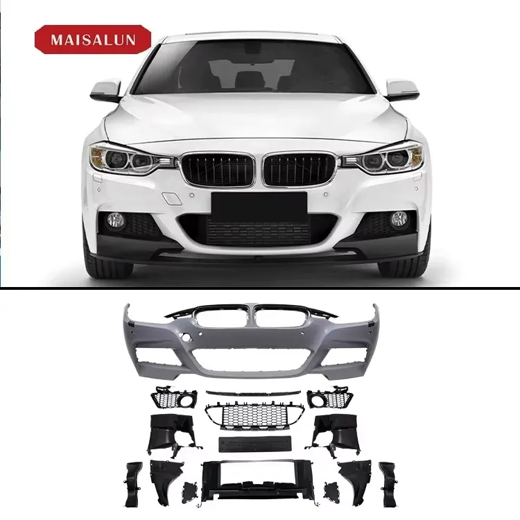 F30 M Sport Body Kit for BMW 3 Series Car Bumper Front Bumper Fender Side Skirts Rear Bumper and Diffuser Auto Parts Car Kit