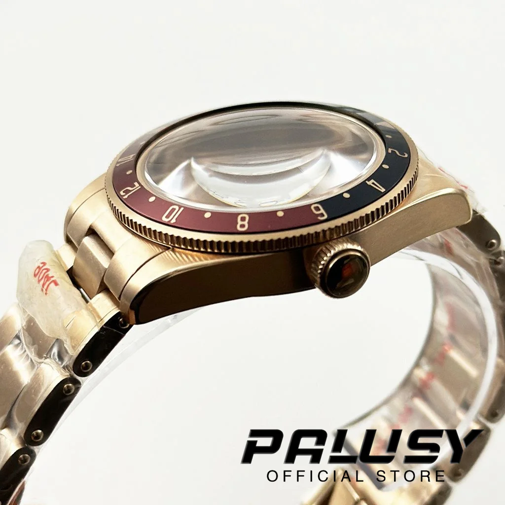 39 مللي متر معقمة ارتفع الذهب مقاوم للماء القبة الياقوت الكريستال الفولاذ المقاوم للصدأ ساعة تناسب NH34 NH35 NH36 ETA 2824 PT5000 حركة