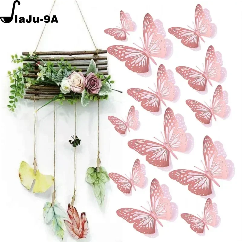 12Pcs Fashion 3D Hollow Butterfly Creative Wall Sticker for DIY Wall Stickers Modern Wall Art Home Decorations