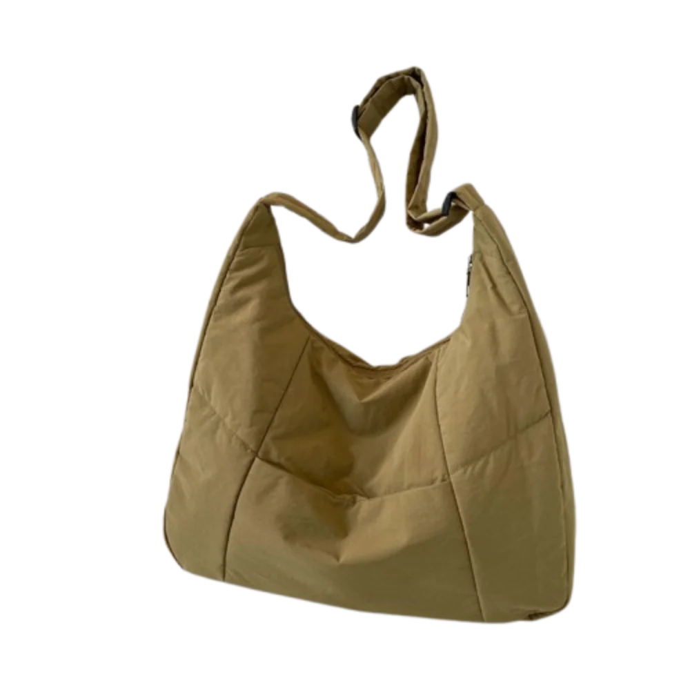 

All-match Zipper Soft Cloth Shoulder Bag Casual Style Adjustable Shopping Handbag Solid Color Storage Pouch Underarm Bag Outdoor