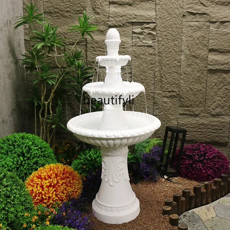 

ltEuropean-style garden three-layer water table ornament, courtyard fish pond fountain landscape, circulating water layout