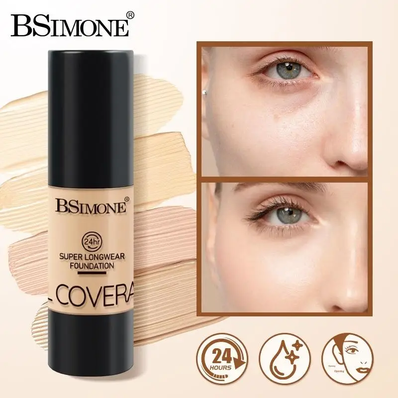 BSIMONE Liquid Foundation Waterproof Matte Finish Long Lasting Concealer Cream for Uneven Tone Daily Makeup Essential