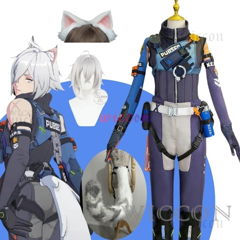 Seth Lowell Cosplay Costume Anime Game Zenless Zone Zero Criminal Investigation Team Uniform Wig Tail Man Carnival Party Suit