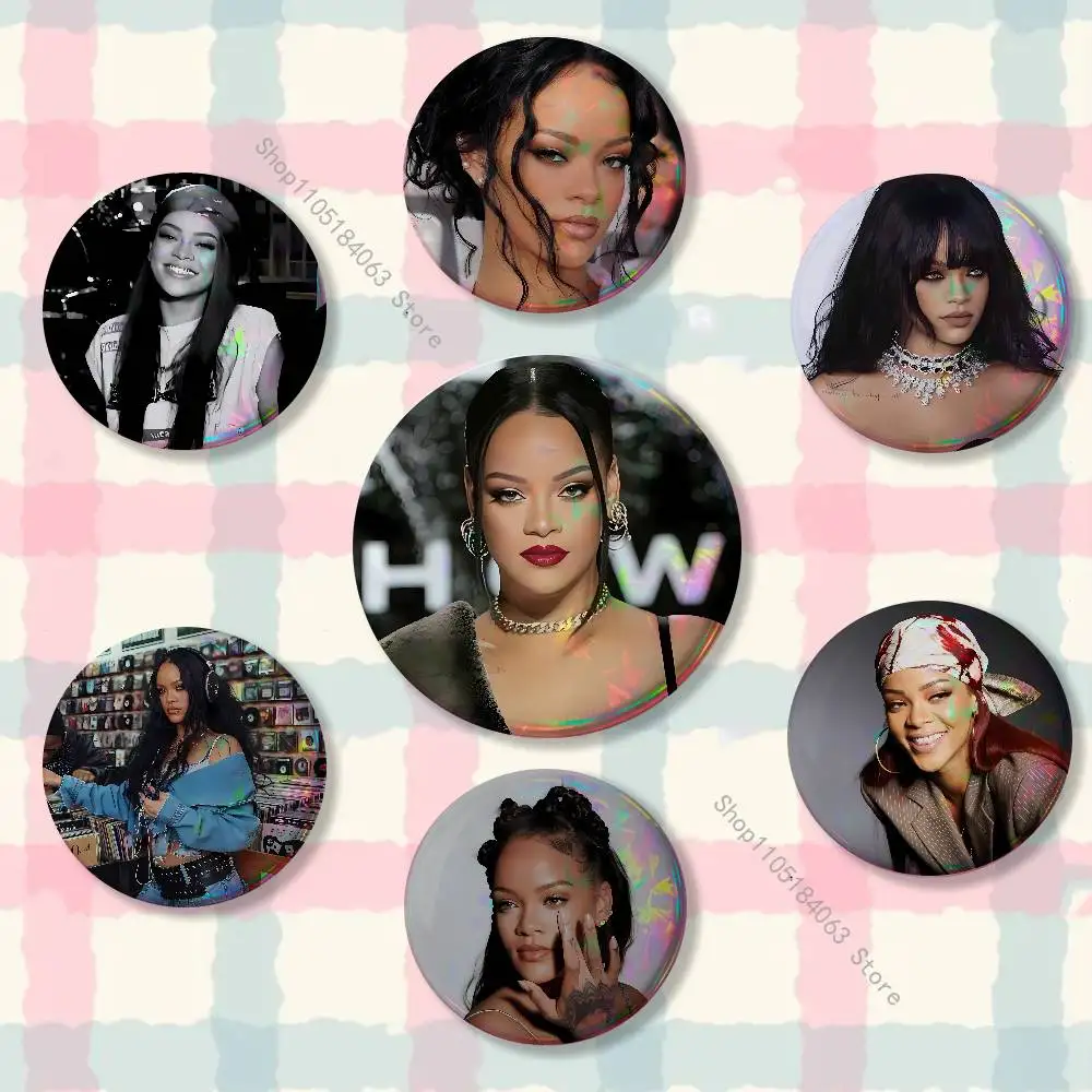 

Singer R-Rihanna-ES Badges Button Round Creative Pin Brooch Badge Bag Decor Fans Collect Friends Gifts