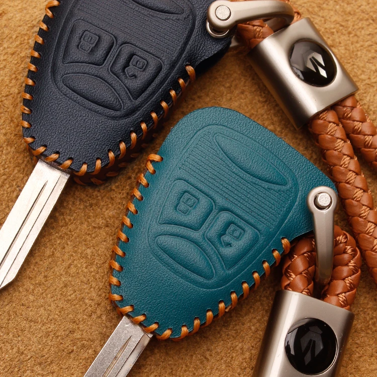 For JEEP Wrangler Compass Commander Leather Car Key Bag Case Wallet Holder Key Cover Key Chains Car Accessories