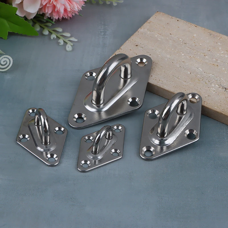 1pcs M5 M6 M8 M10 304Stainless Steel Ceiling Wall Mount Hook Heavy Duty Anchor Eye Plate For Boat Yoga Swing Hammocks
