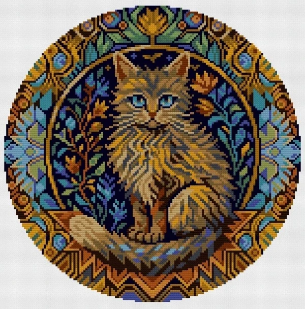 Quality Beautiful Counted Cross Stitch Kits Embroidered Home Decoration 18-Circular animals-cat 37-37