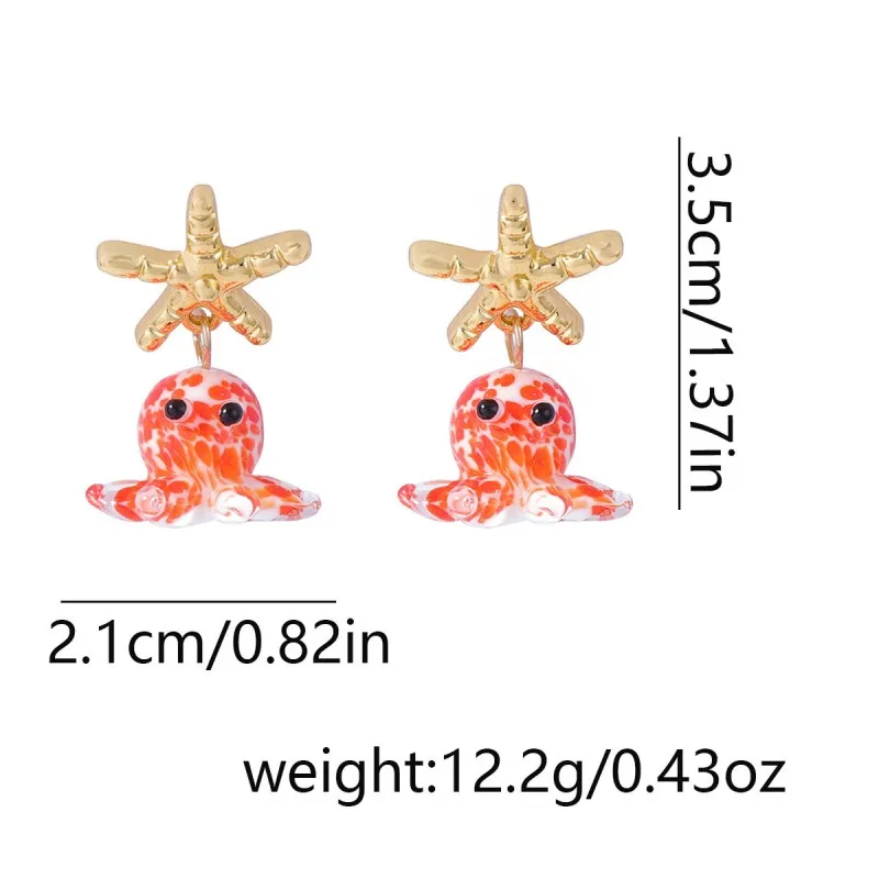 Cute Octopus Earrings Creative Glass Octopus Long Drop Earrings Unqiue Marine Series Design Earrings Wholesale Custom Packaging